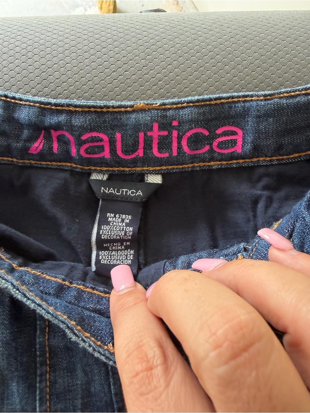 Nautica Dark Blue Denim Skirt with Pink Logo